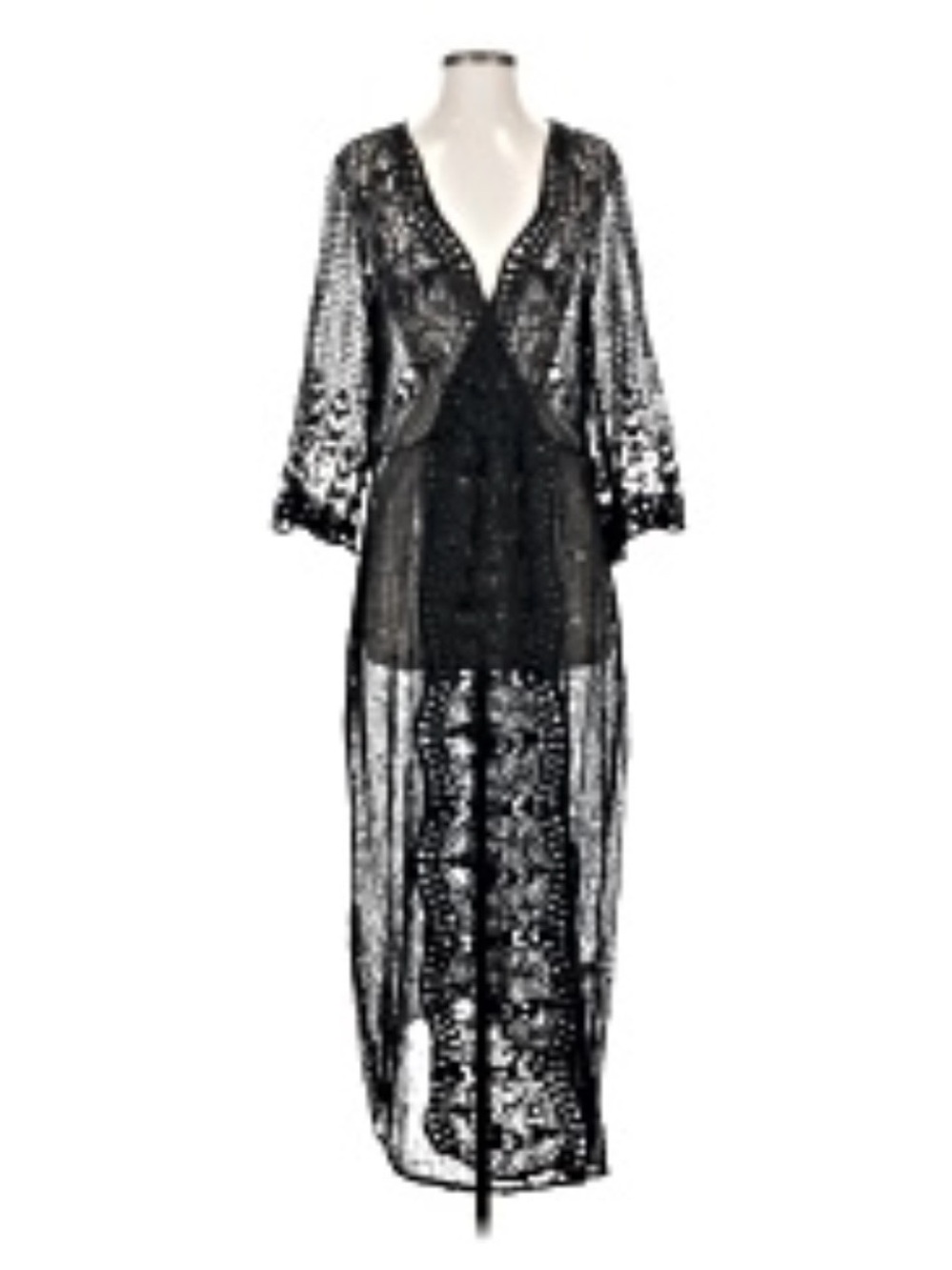 Soft Surroundings Black Lace Swim Cover Up Dress